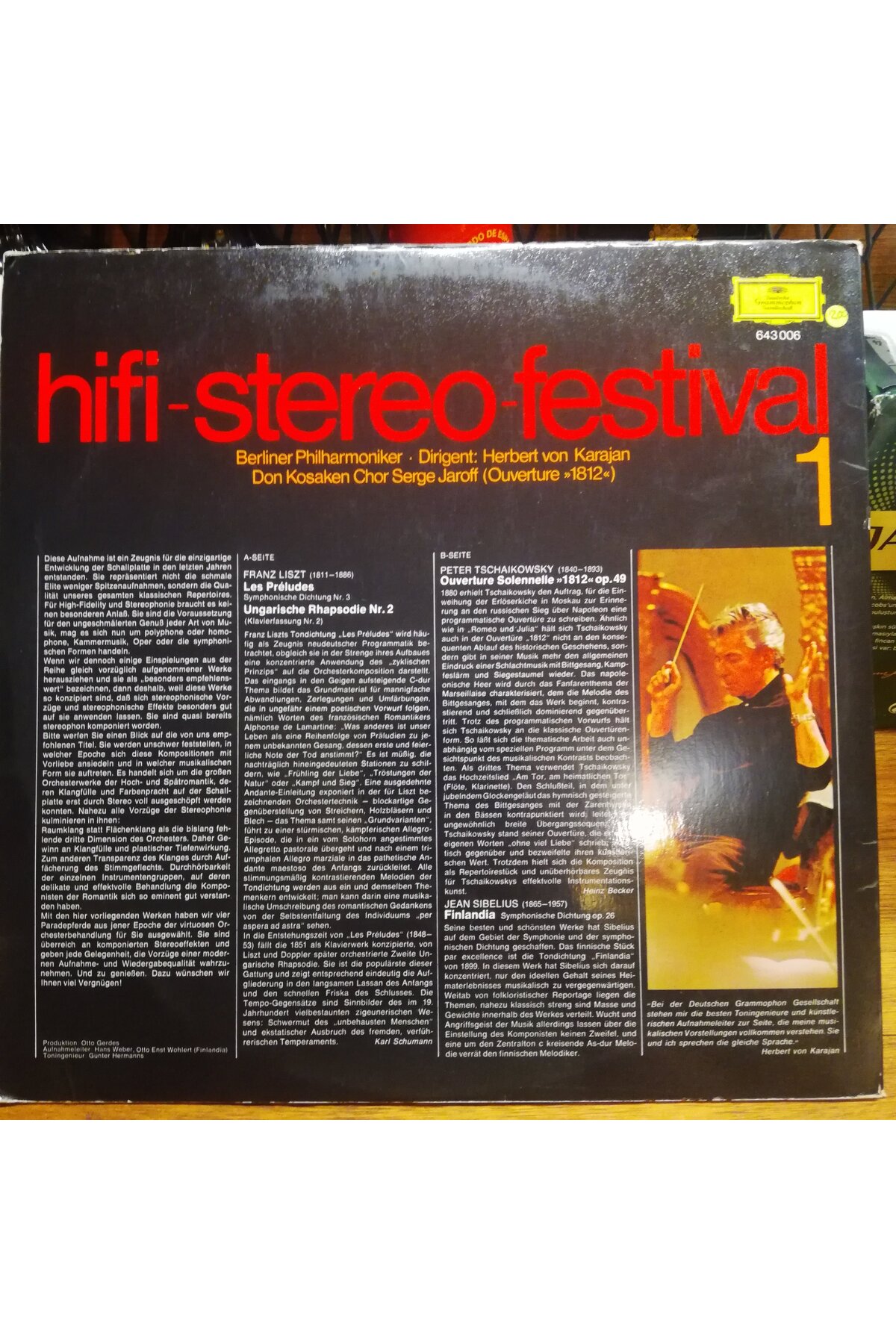 Berliner Philharmoniker, Herbert von Karajan – Liszt*, Tschaikowsky*, Sibelius* – Hifi-Stereo-Festival 1 - Görsel 2